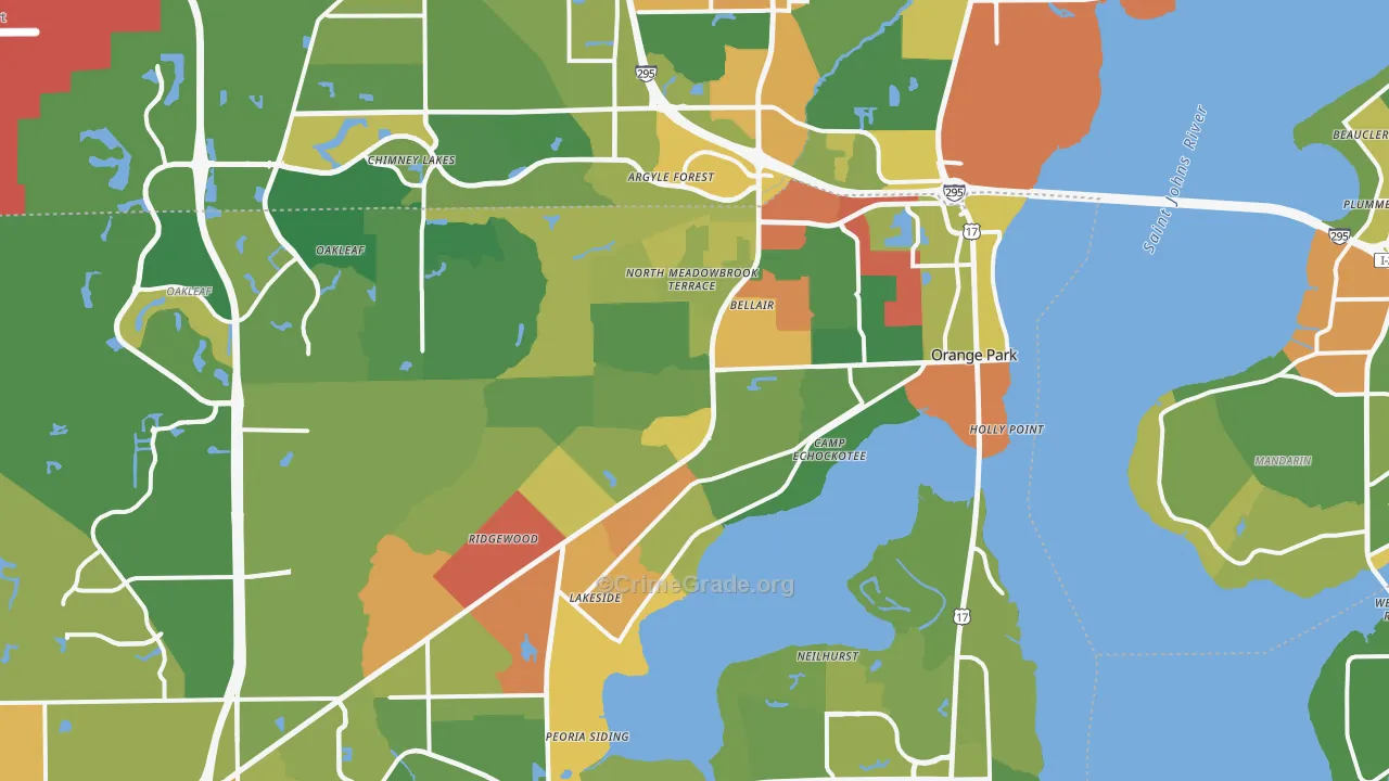 Orange Park, FL Map of Vandalism Rates