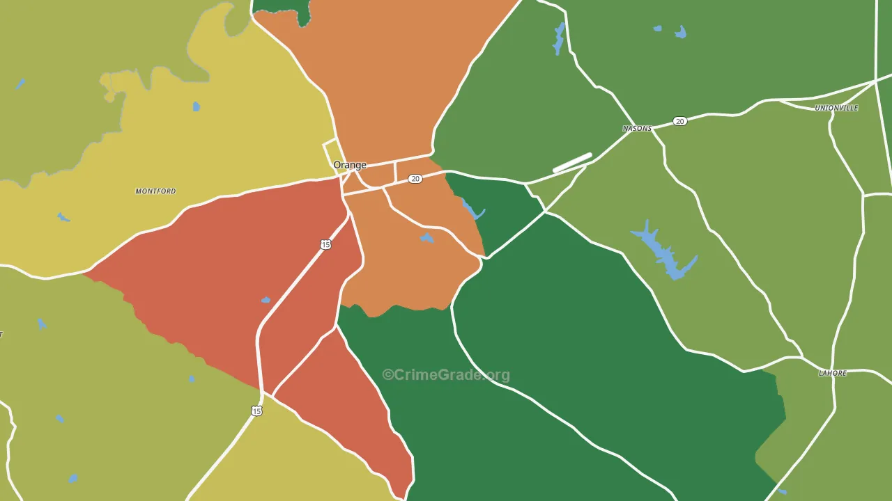 Orange, VA Map of Vandalism Rates