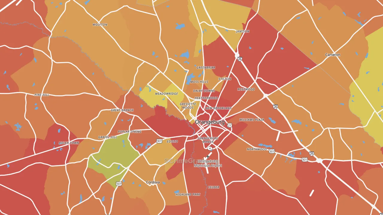 Orangeburg, SC Map of Vandalism Rates