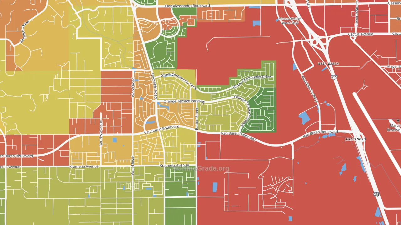Orangecrest, Riverside, CA Map of Vandalism Rates