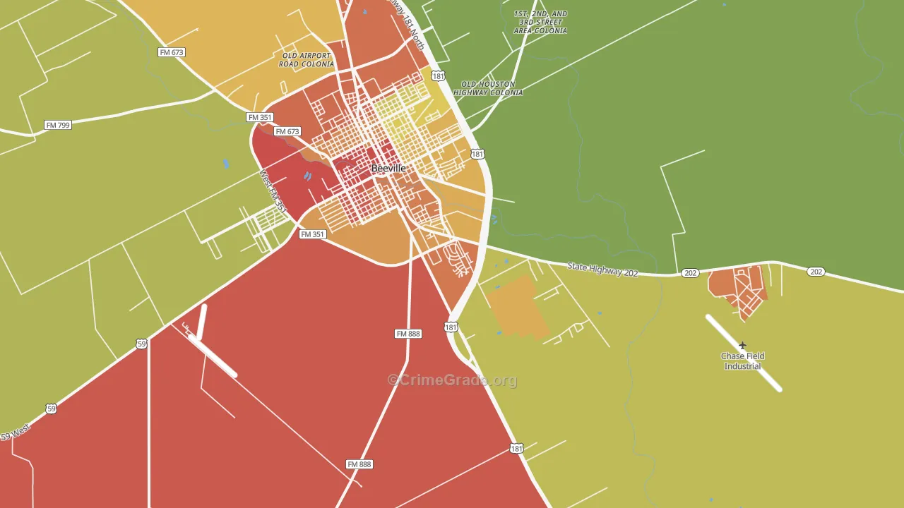 Orangedale, TX Map of Vandalism Rates