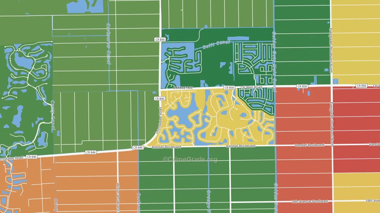 Orangetree, Naples, FL Map of Vandalism Rates