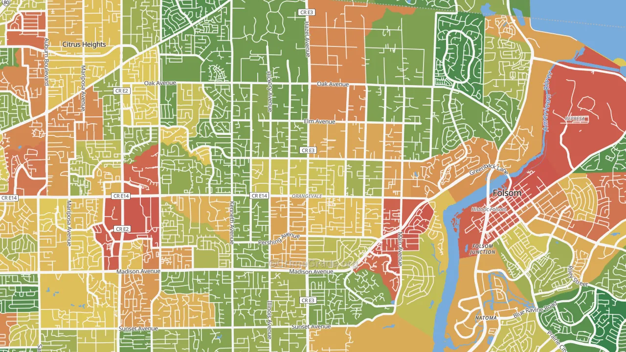 Orangevale, CA Map of Vandalism Rates