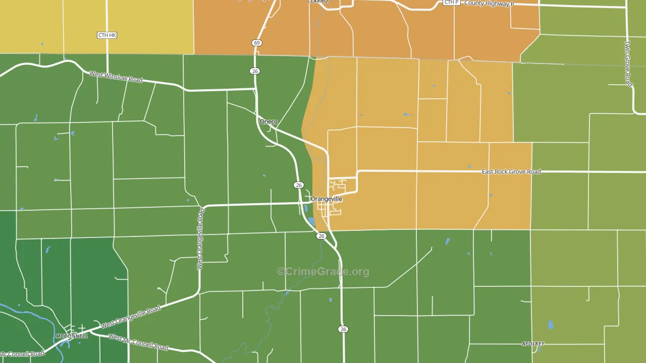 Orangeville, IL Map of Vandalism Rates