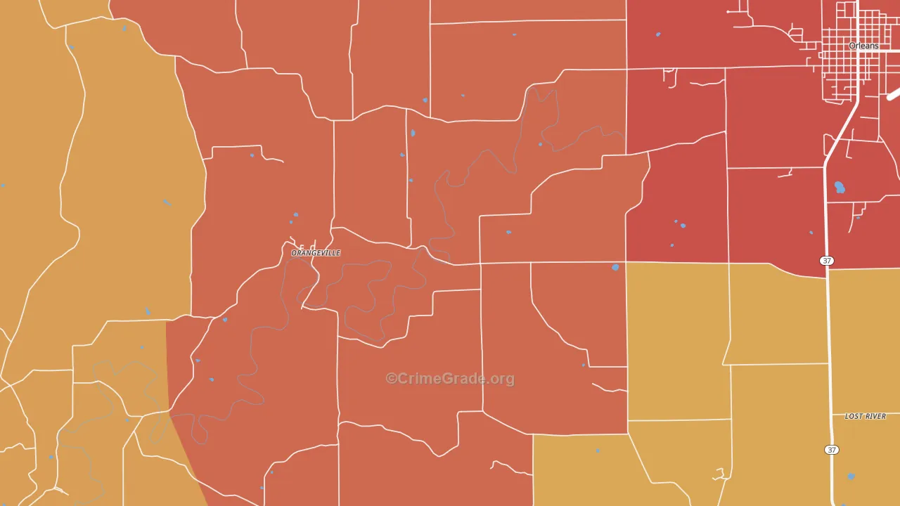 Orangeville, IN Map of Vandalism Rates