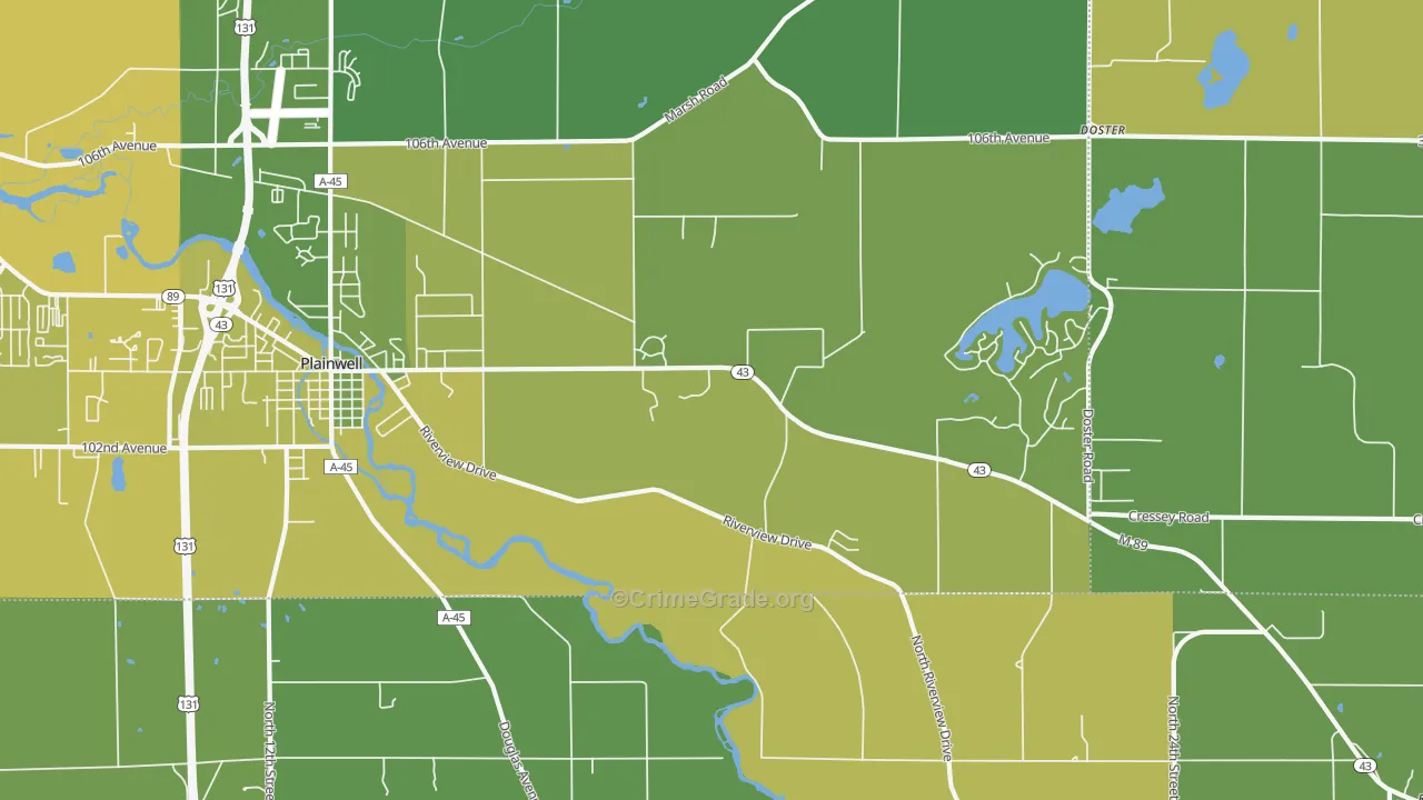 Orangeville, MI Map of Vandalism Rates