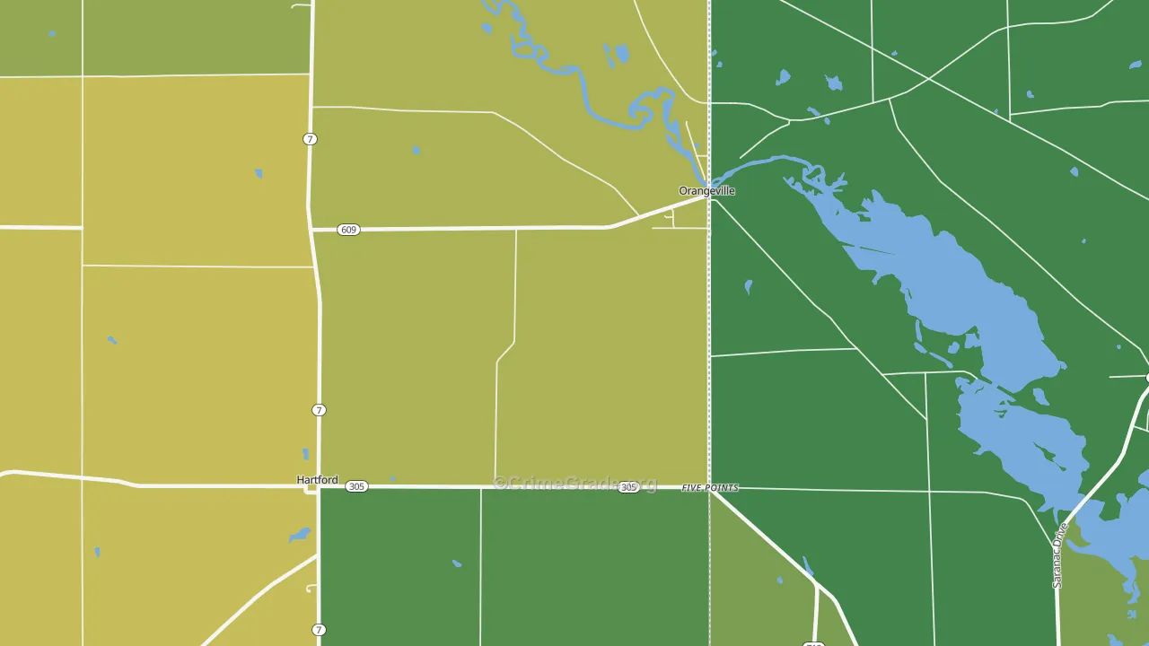 Orangeville, OH Map of Vandalism Rates