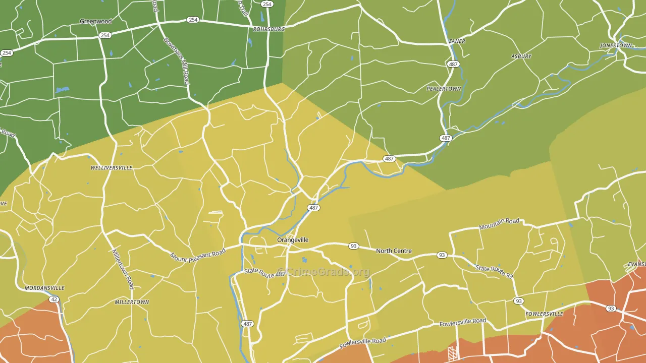 Orangeville, PA Map of Vandalism Rates