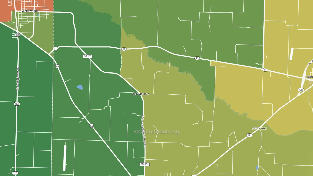Orangeville, TX Map of Vandalism Rates