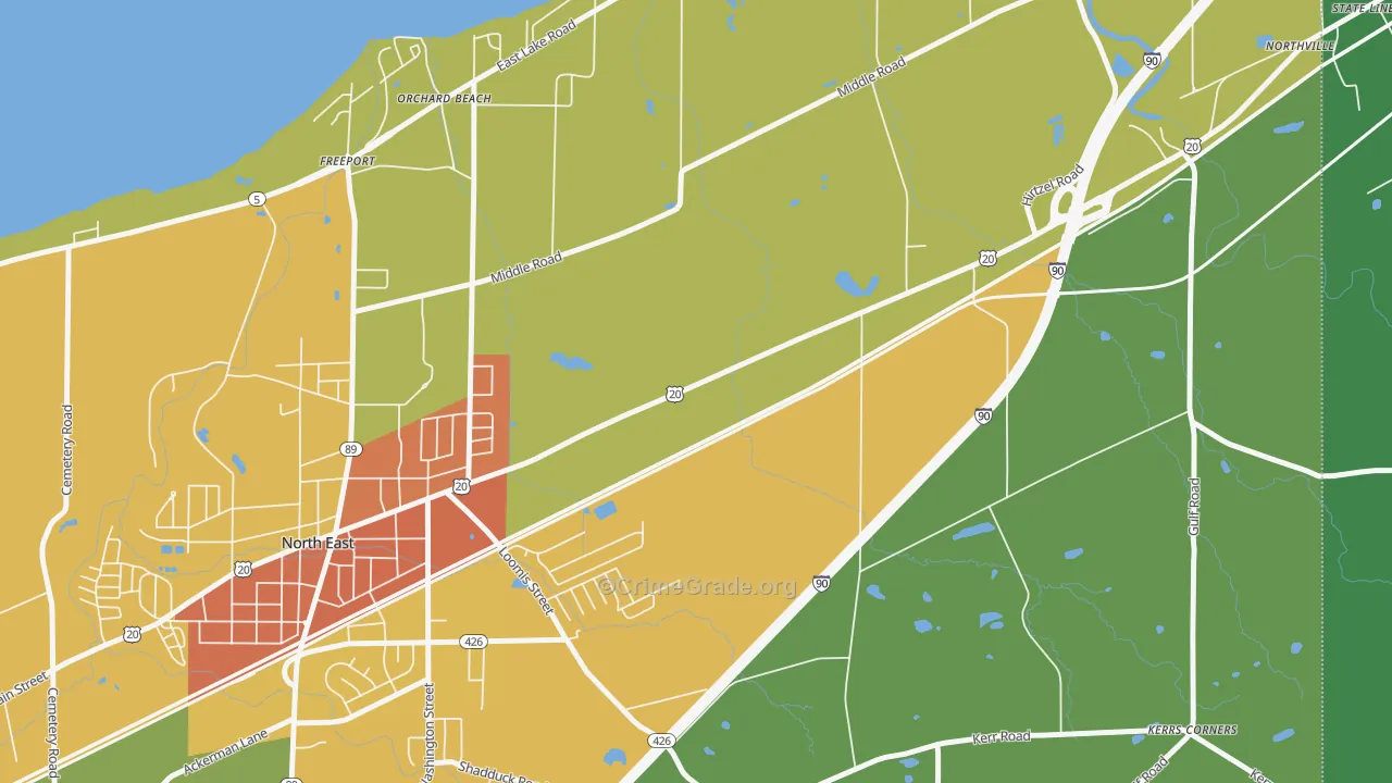 Orchard Beach, PA Map of Vandalism Rates
