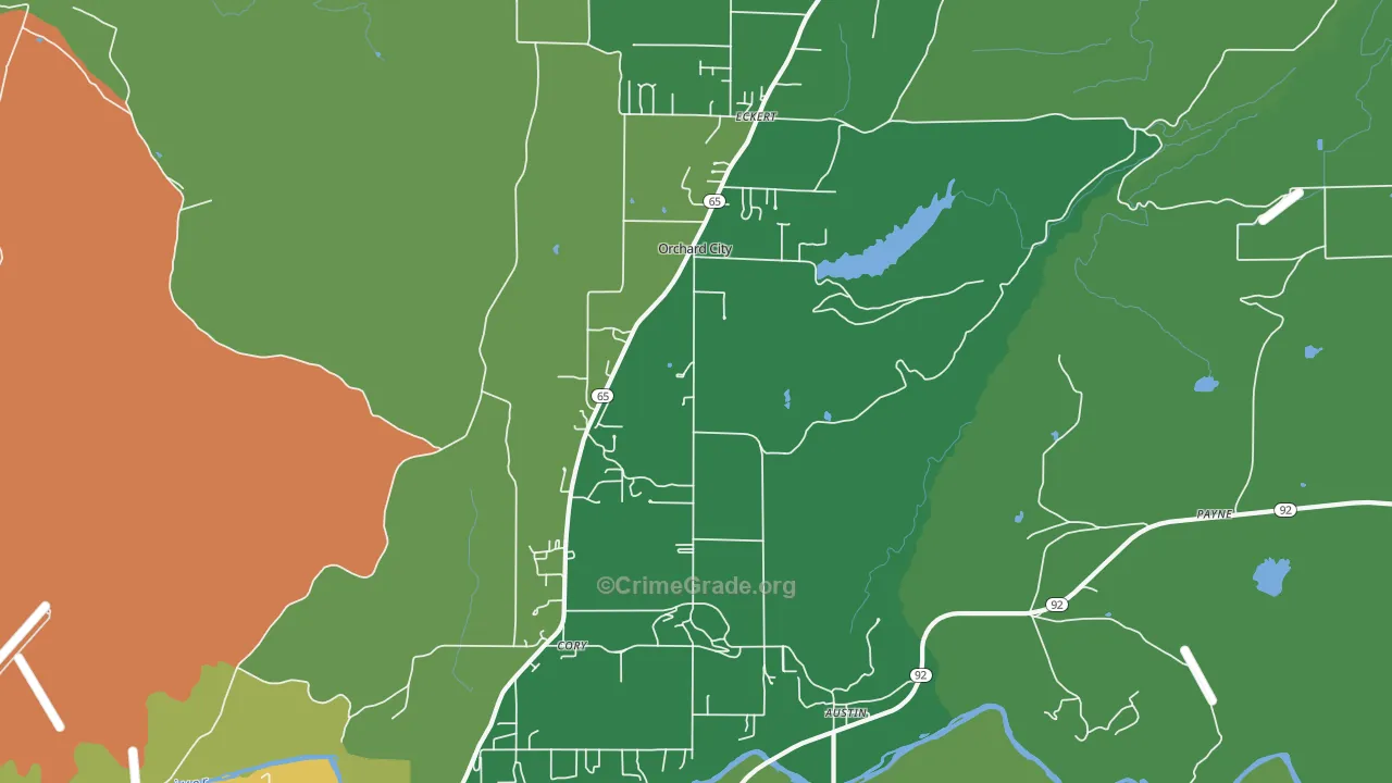 Orchard City, CO Map of Vandalism Rates