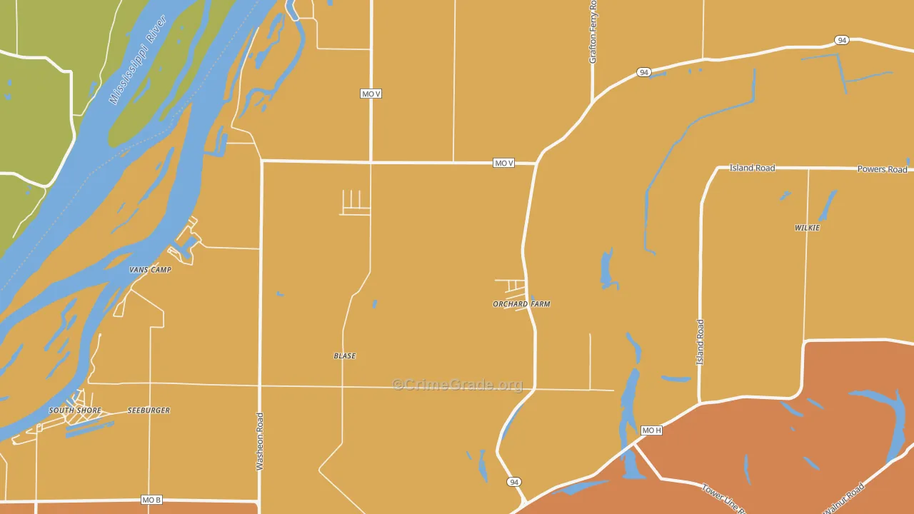 Orchard Farm, MO Map of Vandalism Rates