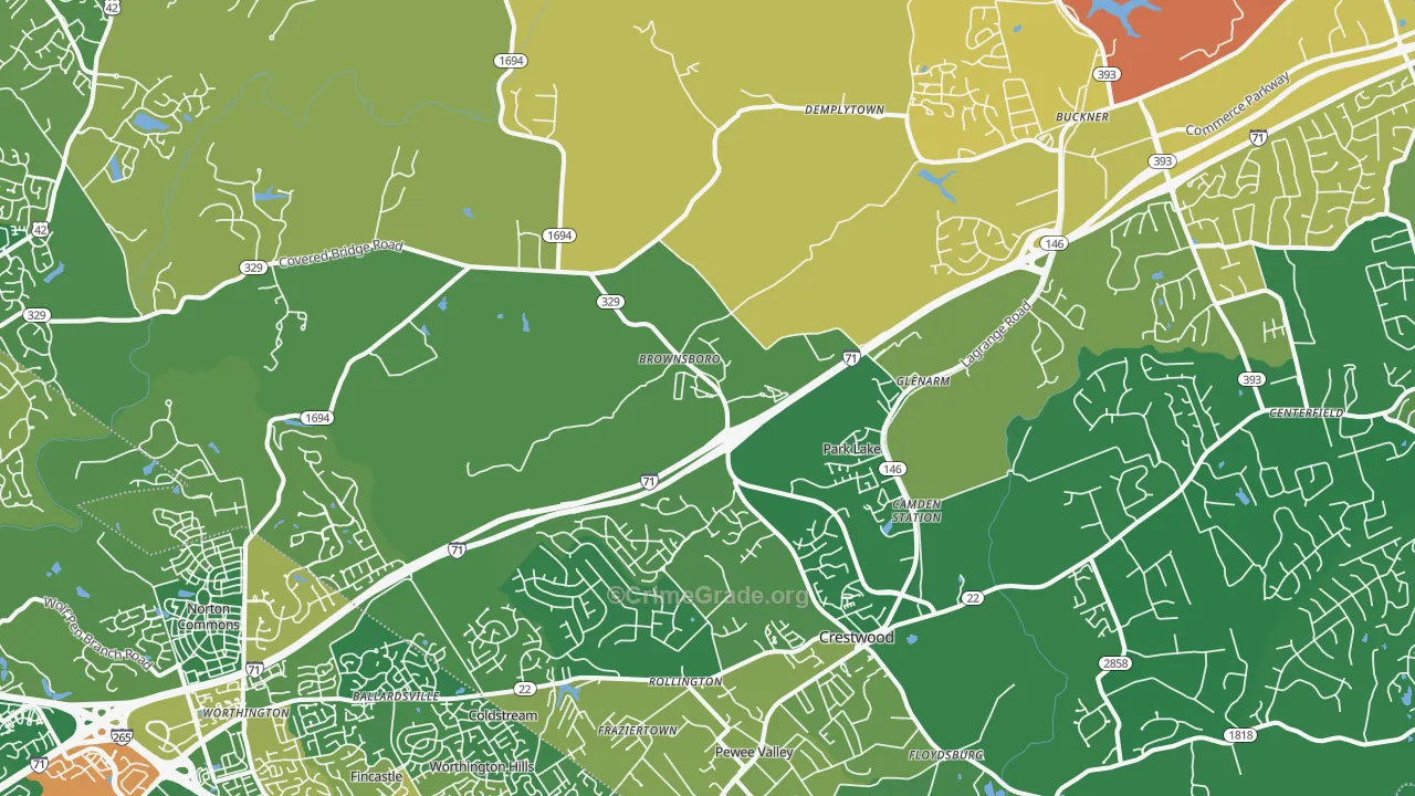 Orchard Grass Hills, KY Map of Vandalism Rates