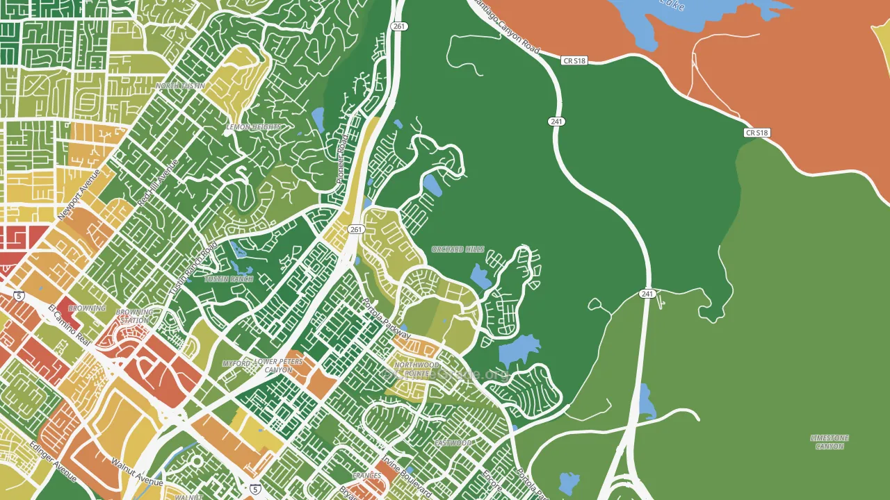 Orchard Hills, Irvine, CA Map of Vandalism Rates
