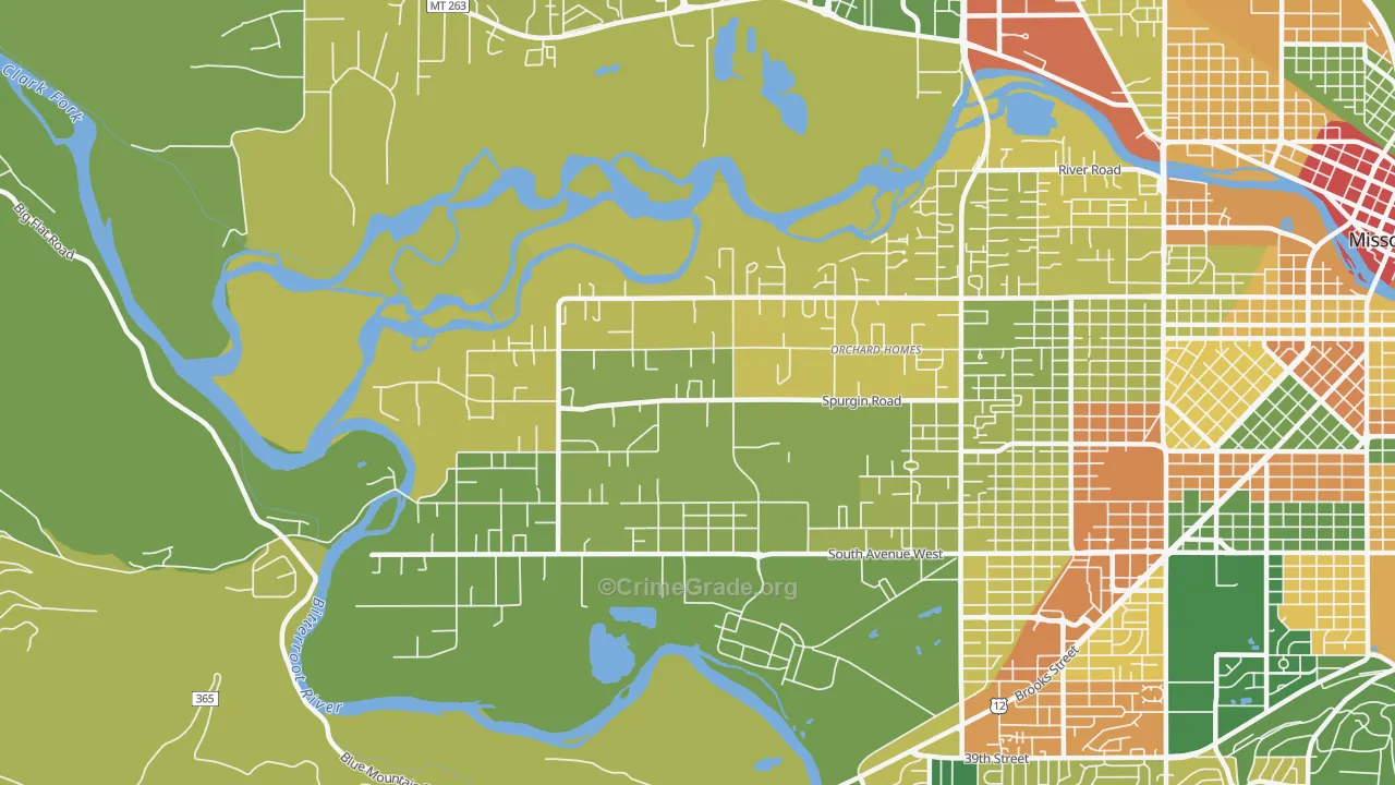 Orchard Homes, MT Map of Vandalism Rates
