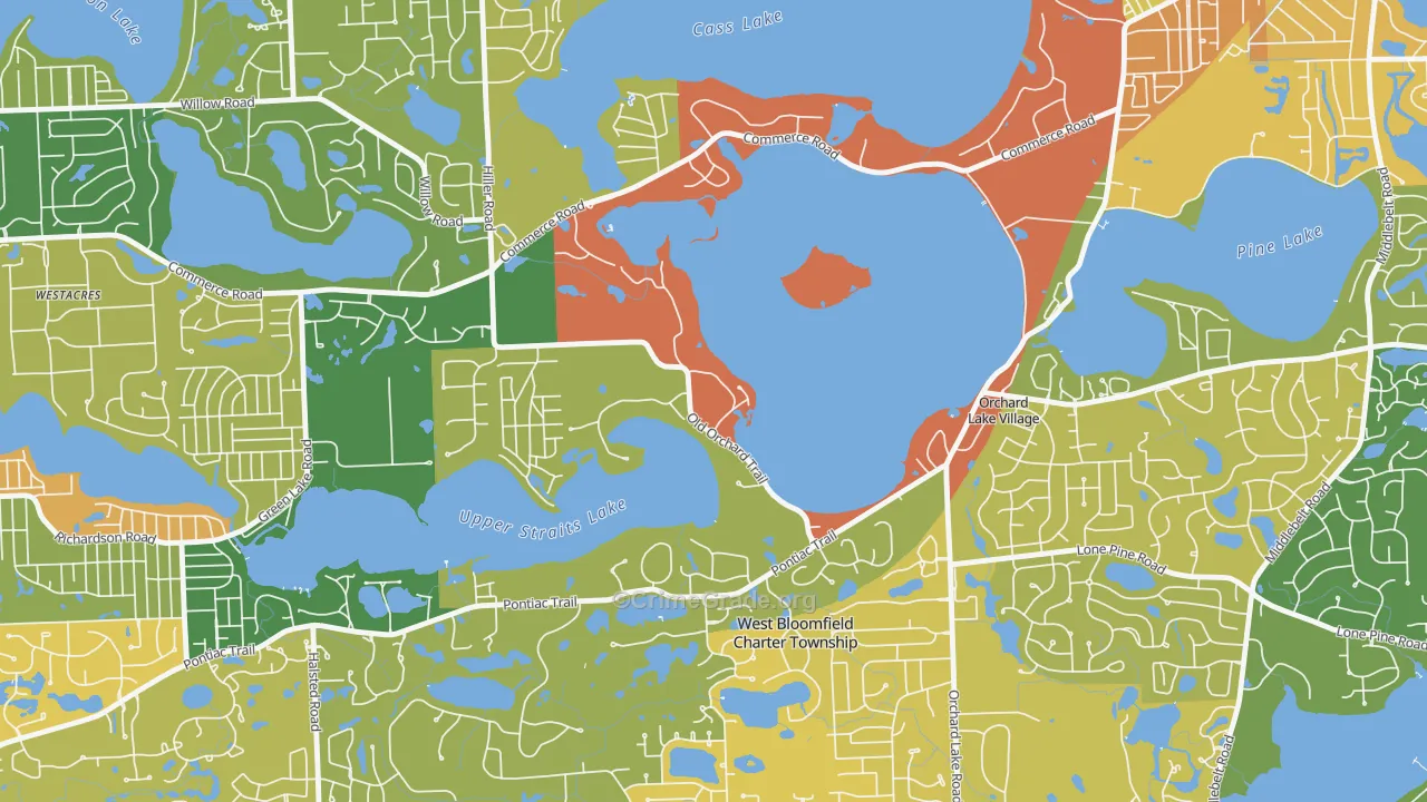 Orchard Lake Village, MI Map of Vandalism Rates