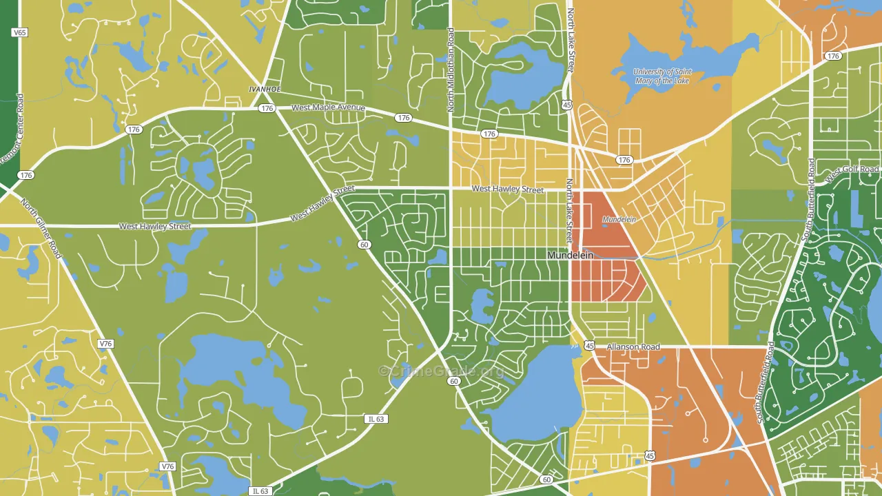 Orchard Meadows, Mundelein, IL Map of Vandalism Rates