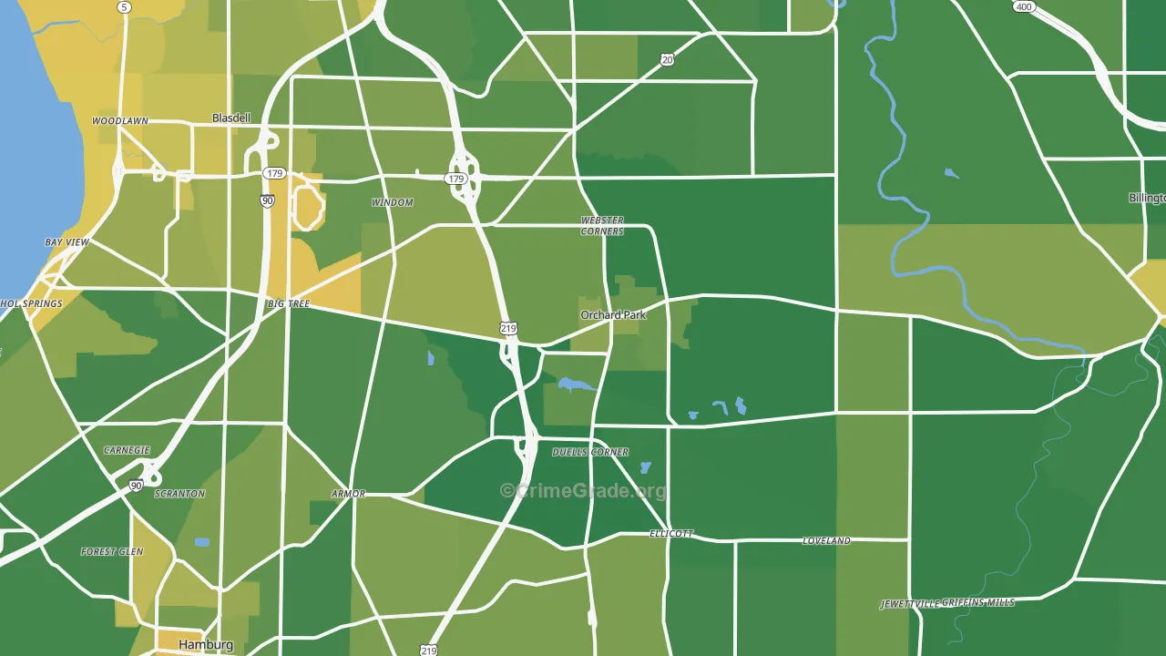 Orchard Park, NY Map of Vandalism Rates