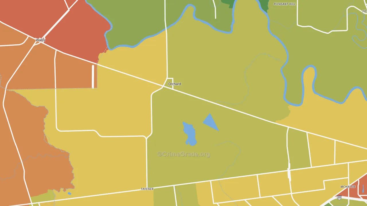 Orchard, TX Map of Vandalism Rates