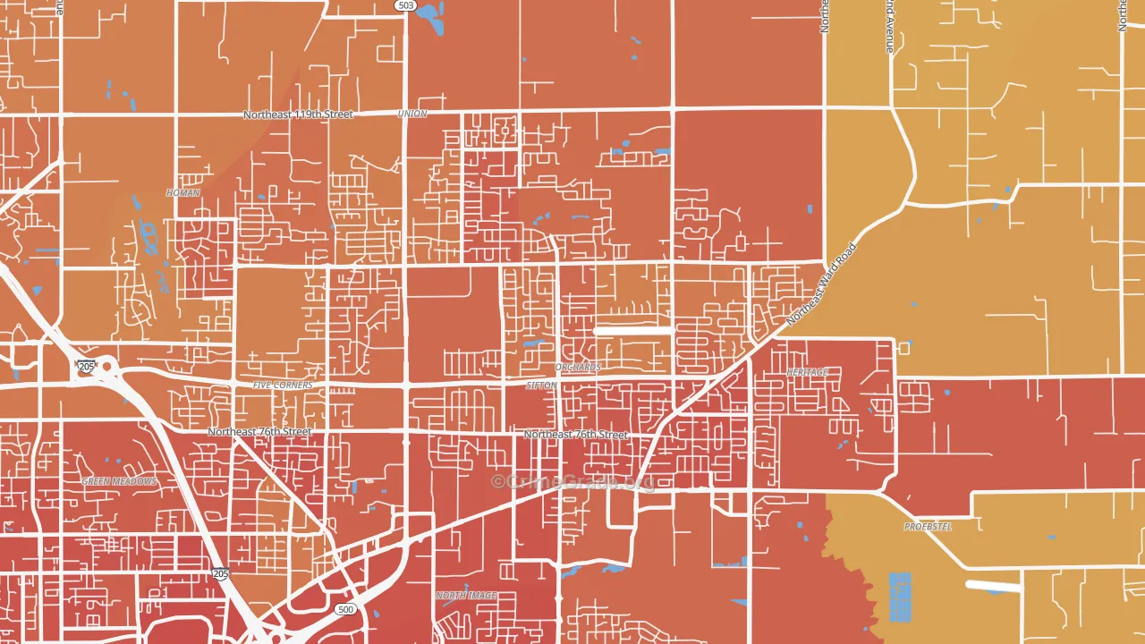 Orchards, WA Map of Vandalism Rates