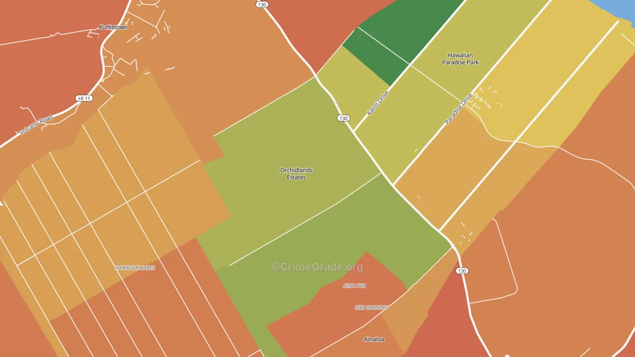 Orchidlands Estates, Keaau, HI Map of Vandalism Rates