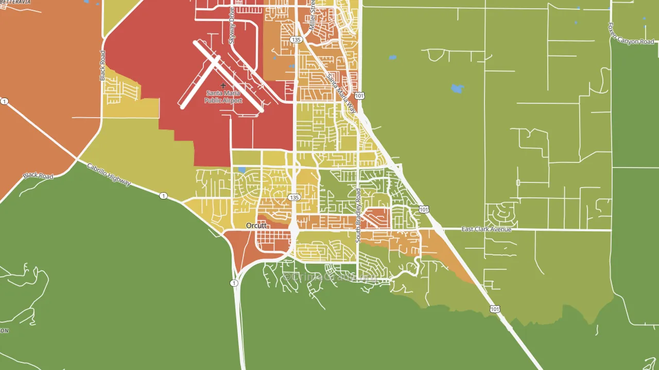Orcutt, CA Map of Vandalism Rates
