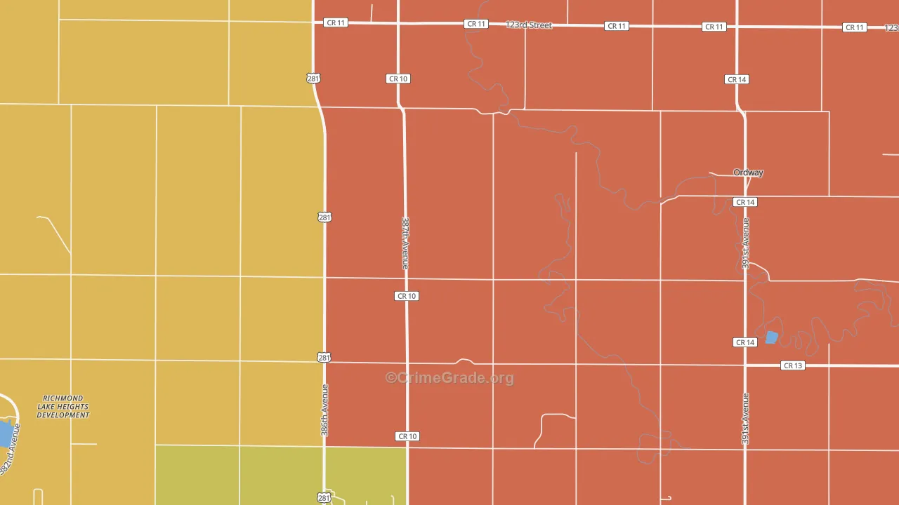 Ordway, SD Map of Vandalism Rates