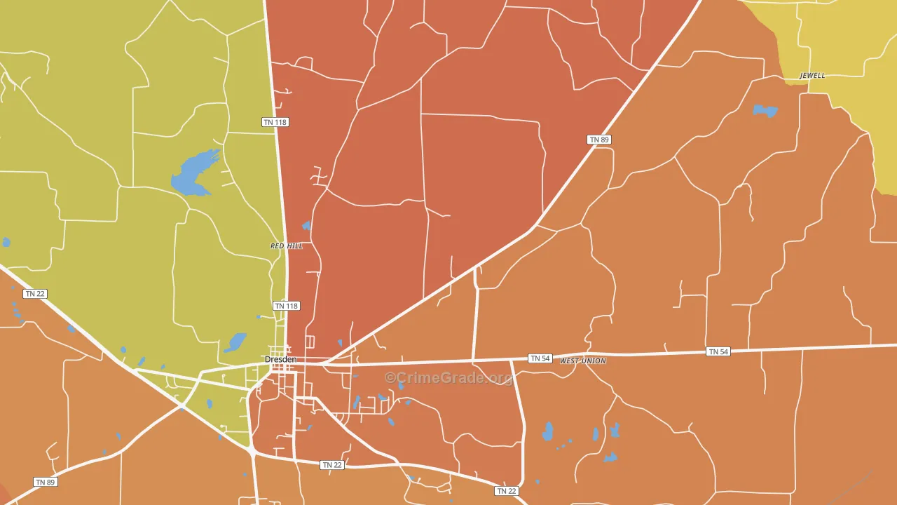 Ore Spring, TN Map of Vandalism Rates