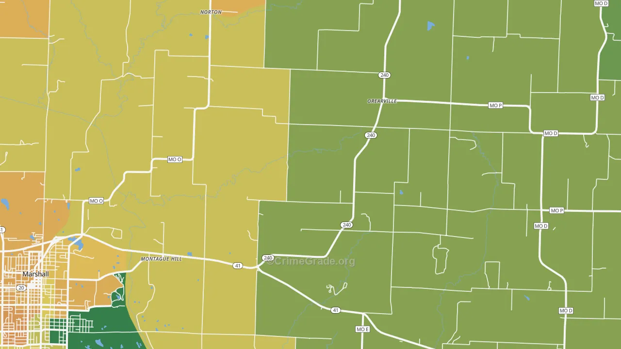 Orearville, MO Map of Vandalism Rates