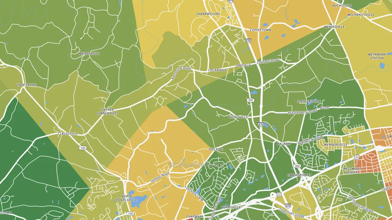 Orefield, PA Map of Vandalism Rates