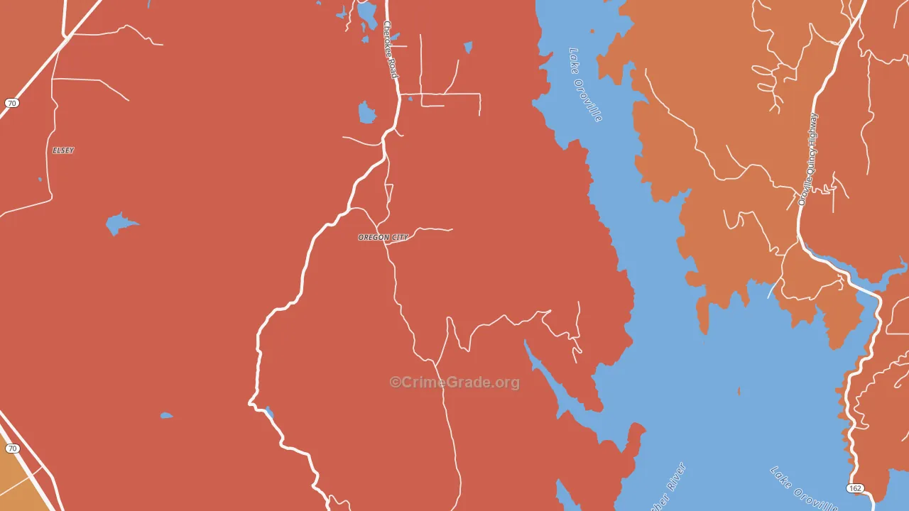 Oregon City, CA Map of Vandalism Rates