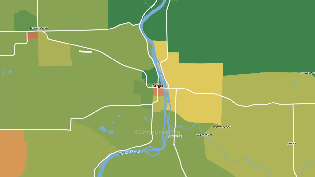 Oregon, IL Map of Vandalism Rates