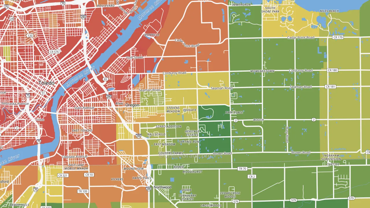 Oregon, OH Map of Vandalism Rates