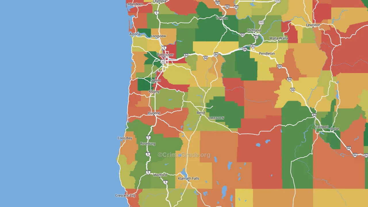 Oregon Map of Vandalism Rates