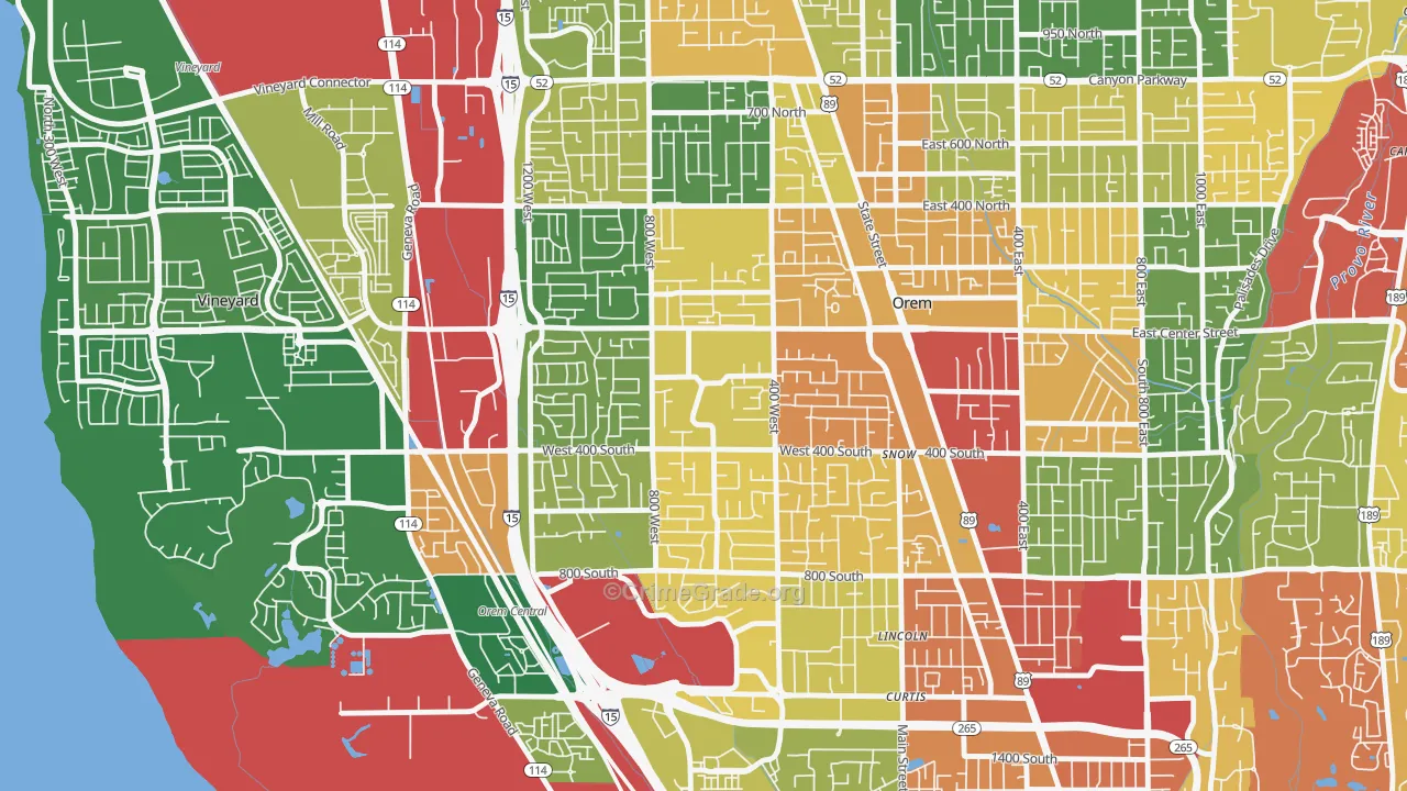 Orem North, Orem, UT Map of Vandalism Rates