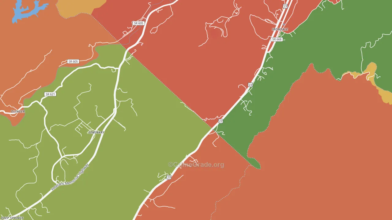 Oreton, VA Map of Vandalism Rates
