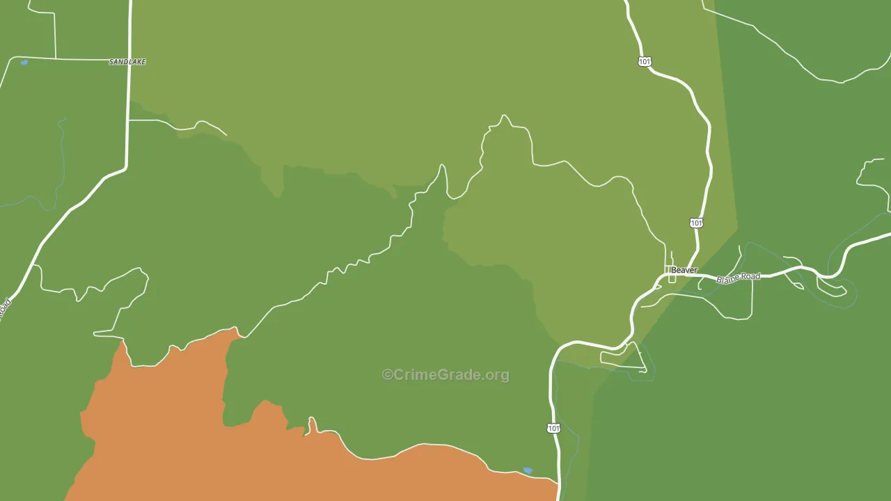 Oretown, OR Map of Vandalism Rates