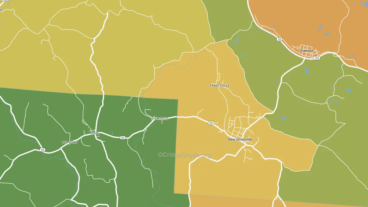 Oreville, OH Map of Vandalism Rates