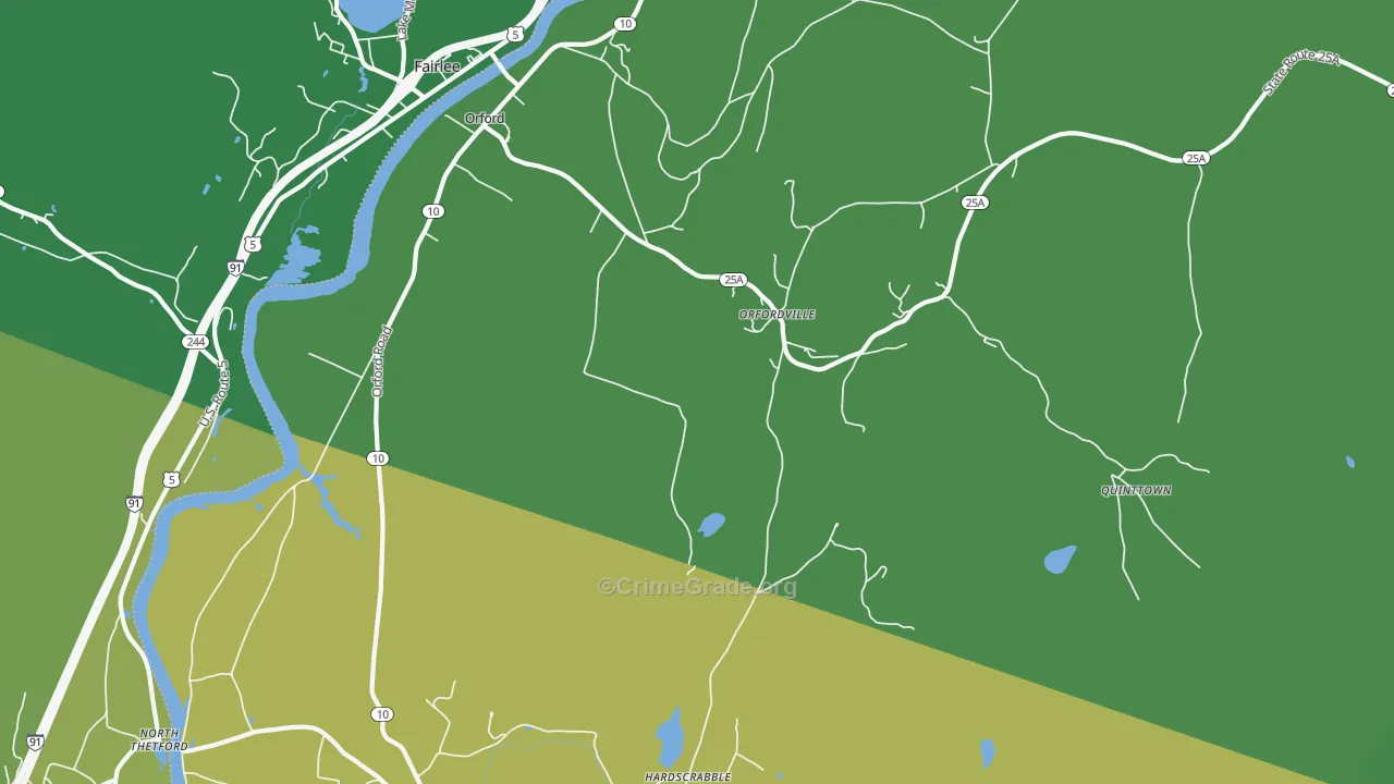 Orfordville, NH Map of Vandalism Rates