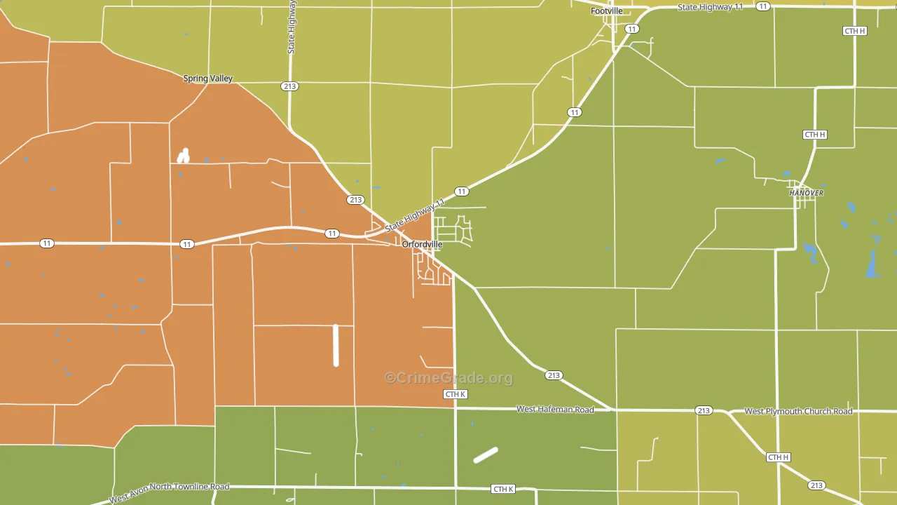 Orfordville, WI Map of Vandalism Rates