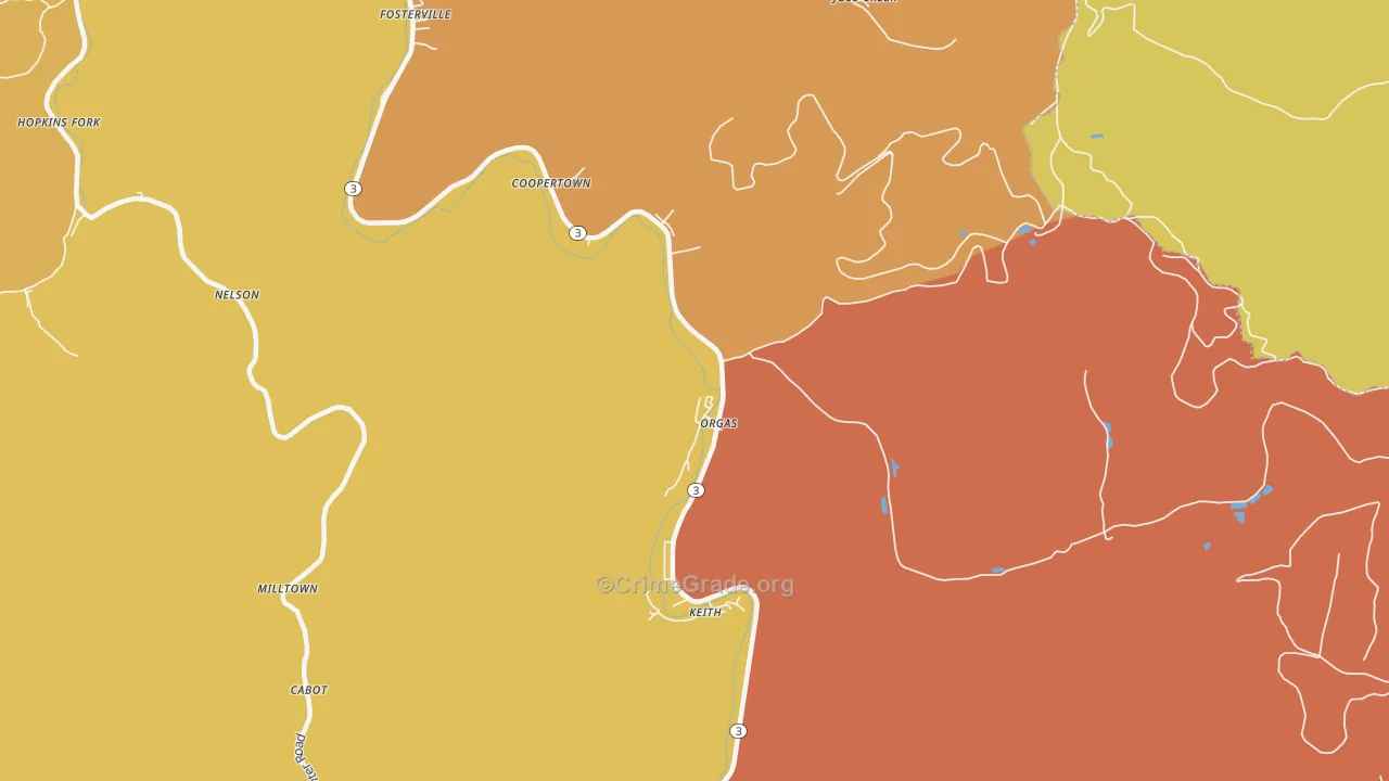 Orgas, WV Map of Vandalism Rates