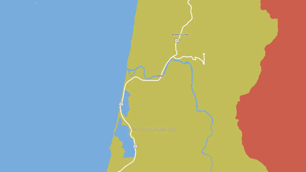 Orick, CA Map of Vandalism Rates
