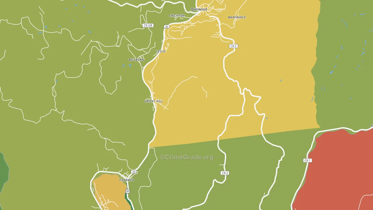 Orient Hill, WV Map of Vandalism Rates