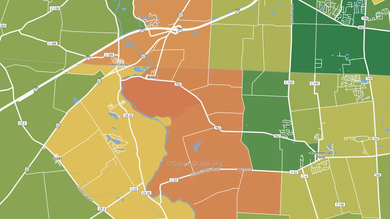 Orient, OH Map of Vandalism Rates