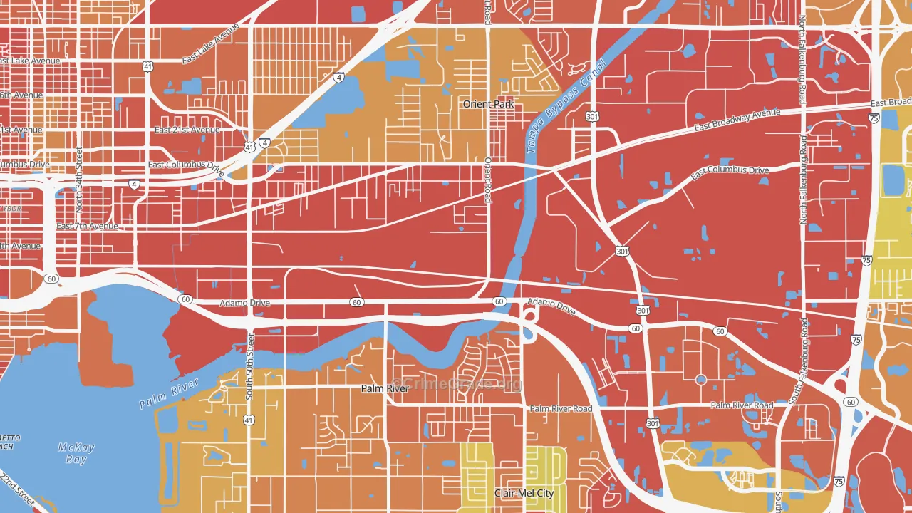 Orient Park, Tampa, FL Map of Vandalism Rates