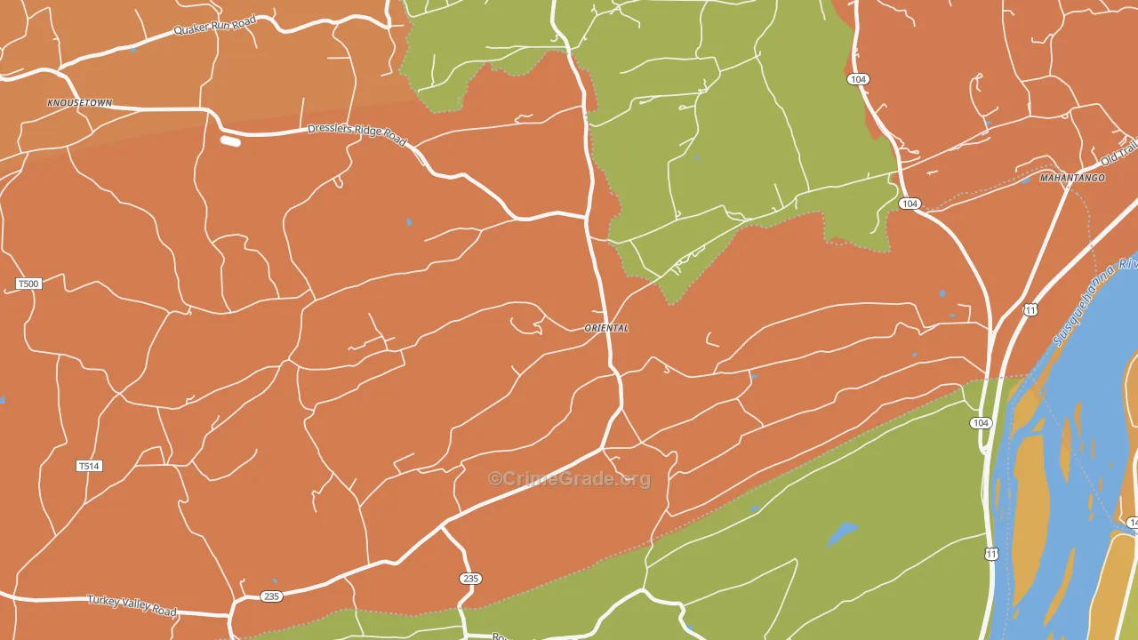 Oriental, PA Map of Vandalism Rates