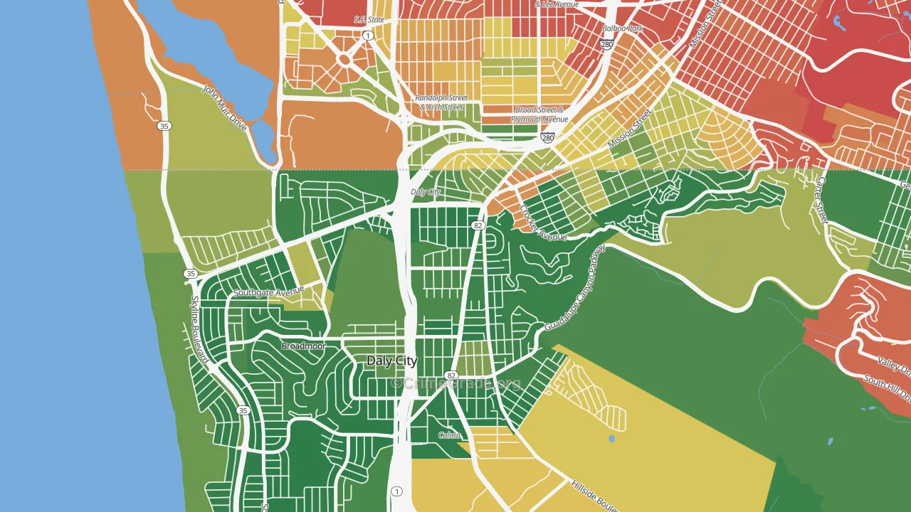 Original Daly City, Daly City, CA Map of Vandalism Rates
