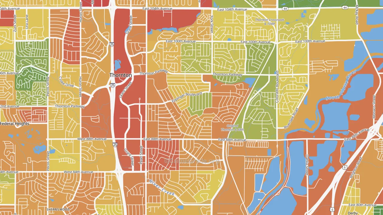 Original Thornton, Thornton, CO Map of Vandalism Rates