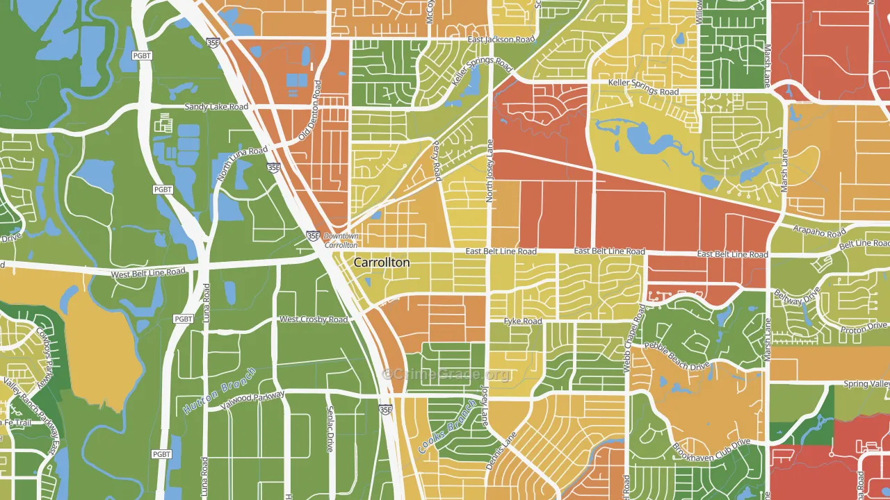 Original Town, Carrollton, TX Map of Vandalism Rates