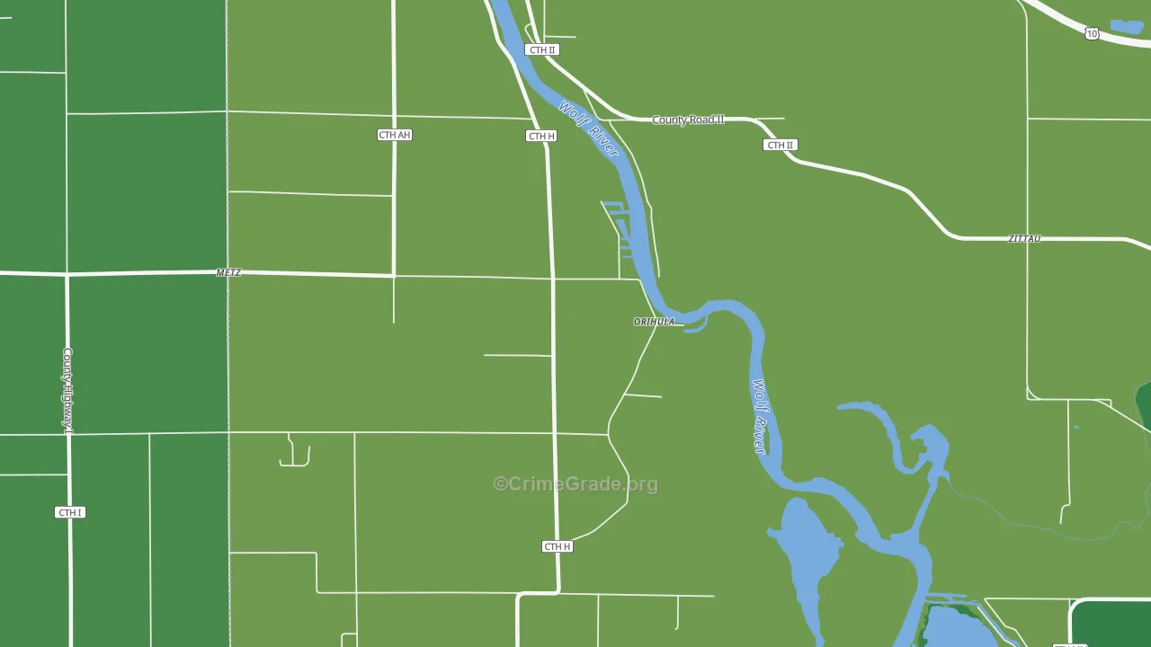 Orihula, WI Map of Vandalism Rates